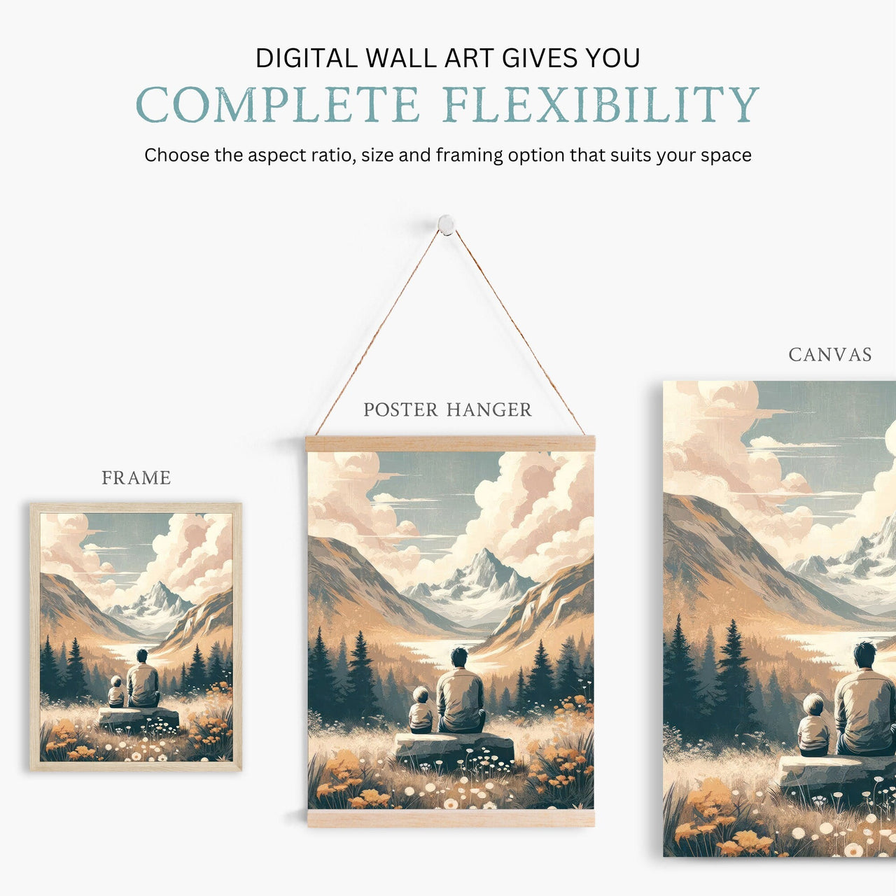 Father & Son Bond Wall Art – Family Adventure Nursery Print