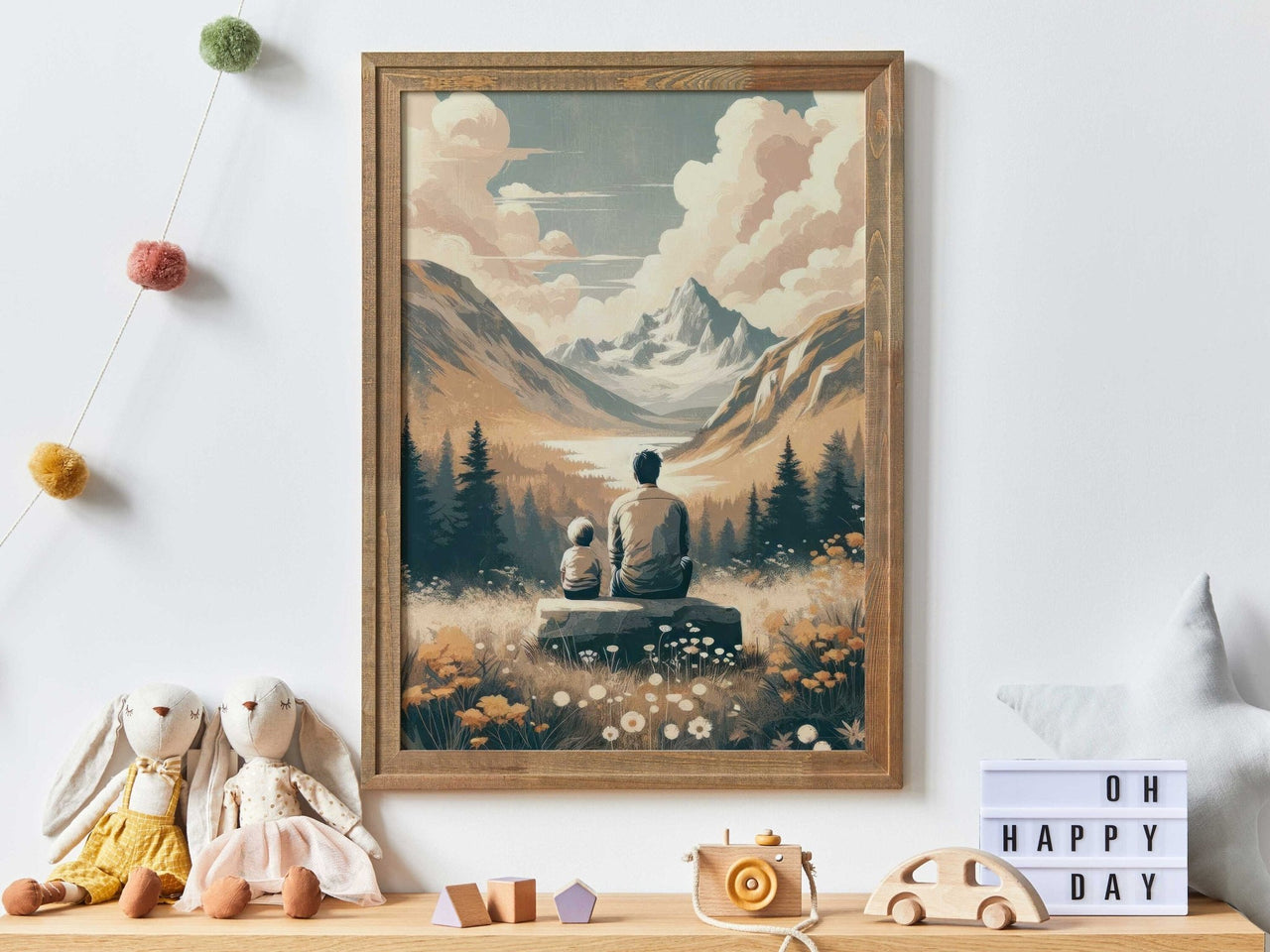 Father & Son Bond Wall Art – Family Adventure Nursery Print