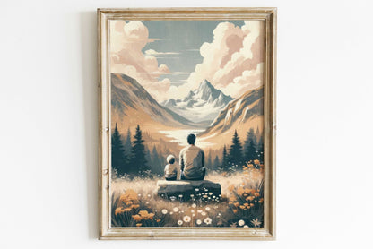 Father & Son Bond Painting, Family Love Wall Decor, Adventure Nursery Art - WildfieldPrints