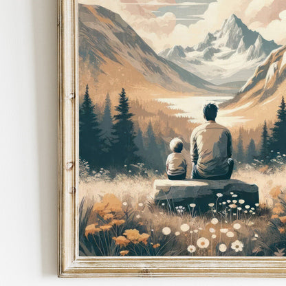 Father & Son Bond Painting, Family Love Wall Decor, Adventure Nursery Art - WildfieldPrints