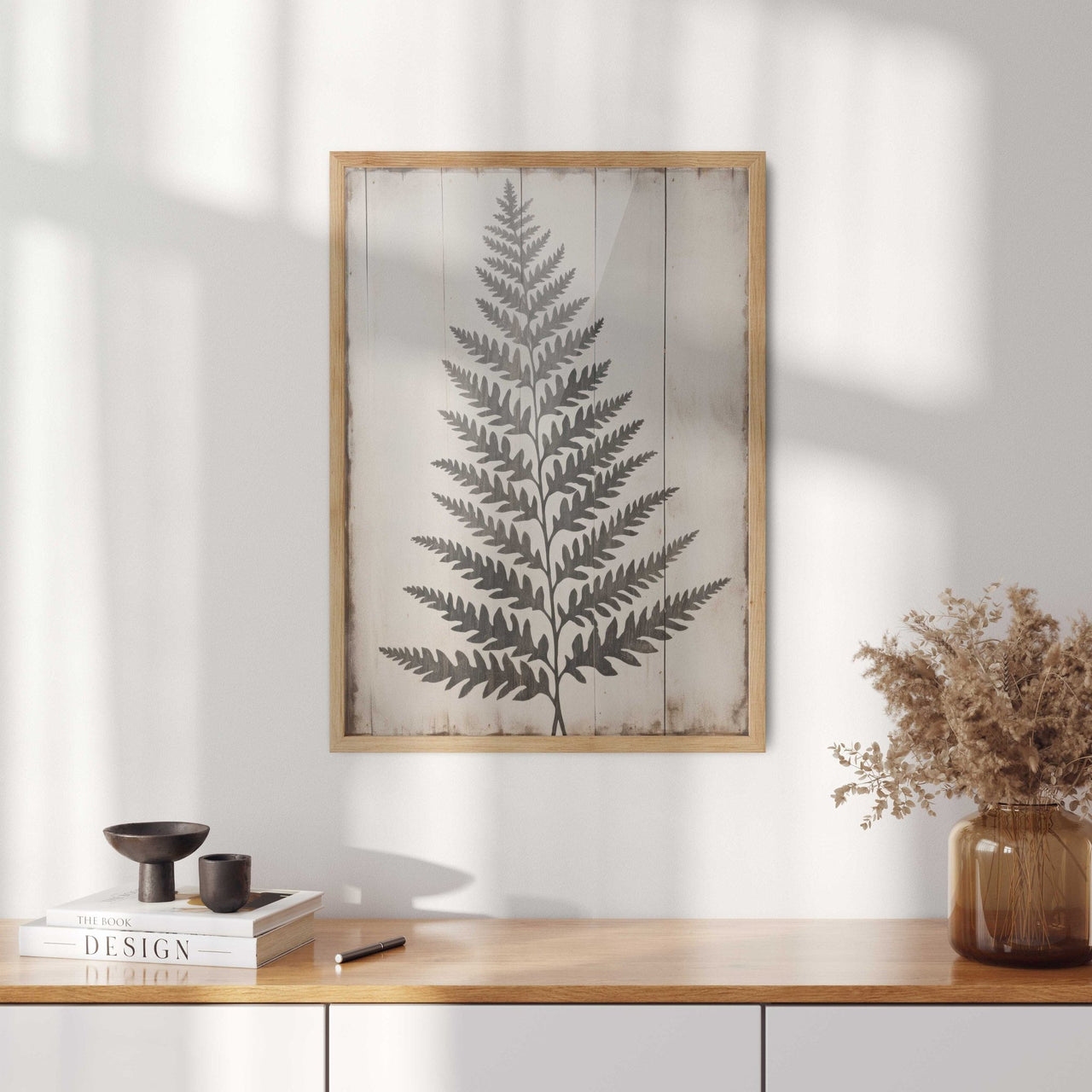 Black Fern Frond Wall Art – Botanical Living Room Print