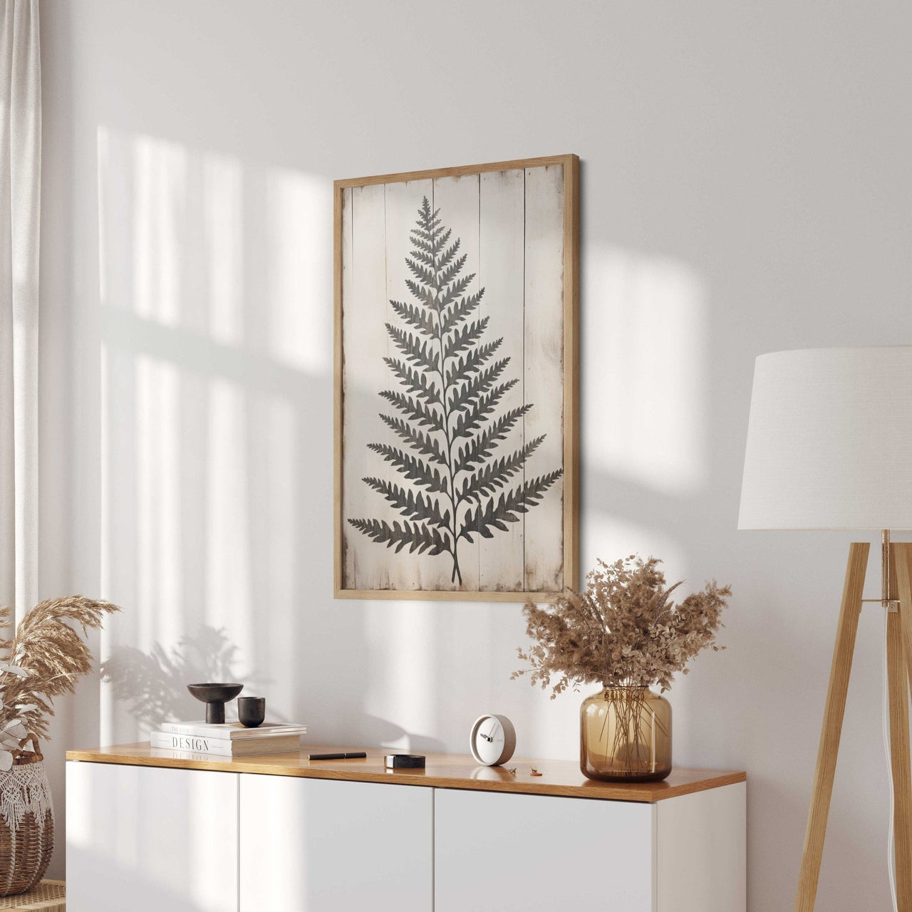 Black Fern Frond Wall Art – Botanical Living Room Print