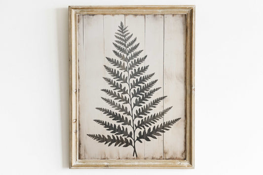 Black Fern Frond Wall Art – Botanical Living Room Print