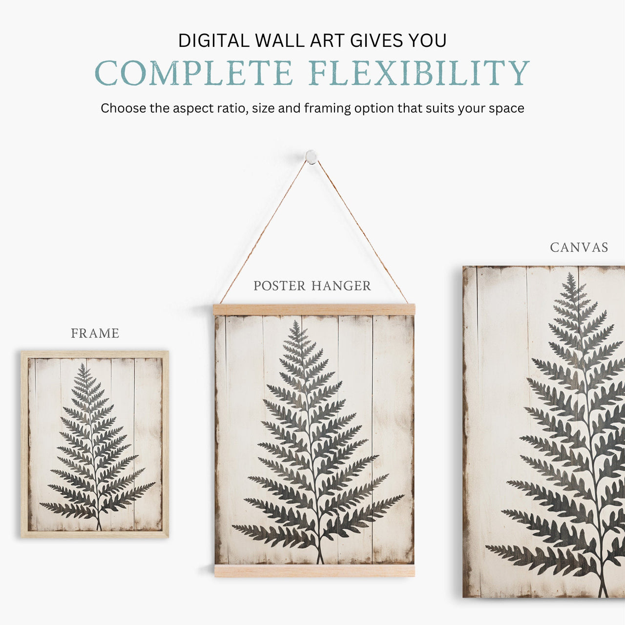 Black Fern Frond Wall Art – Botanical Living Room Print