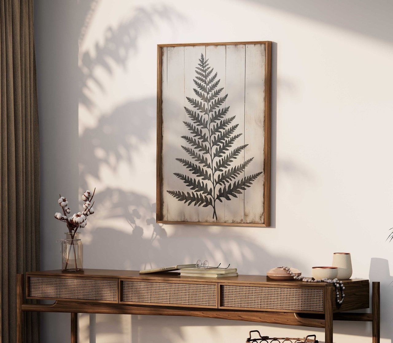 Black Fern Frond Wall Art – Botanical Living Room Print
