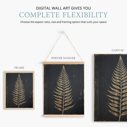 Fern Print, Rustic Botanical Wall Art, Black Wood Inspired Decor - WildfieldPrints