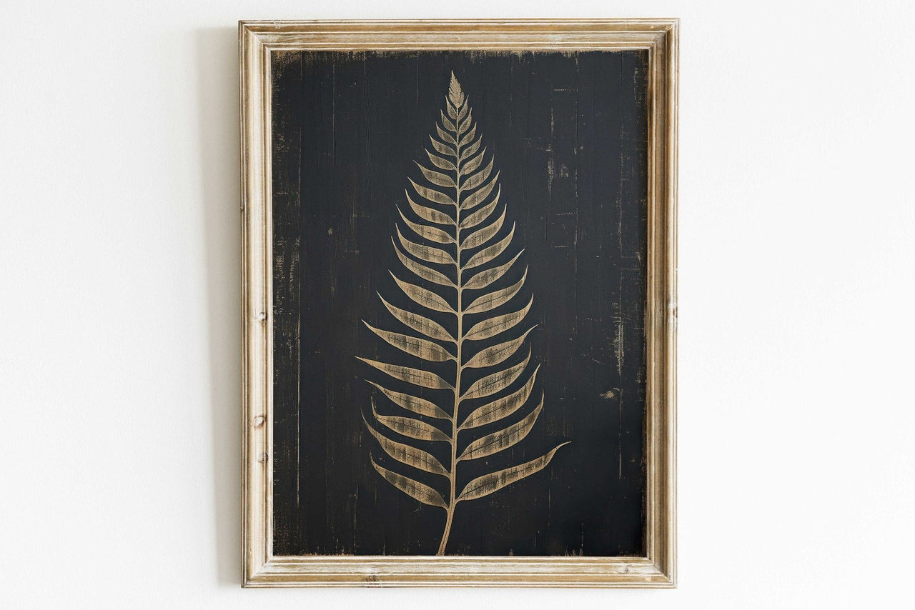 Golden Fern Wall Art – Botanical Farmhouse Print