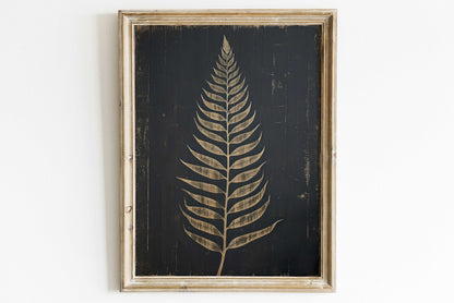 Fern Print, Rustic Botanical Wall Art, Black Wood Inspired Decor - WildfieldPrints