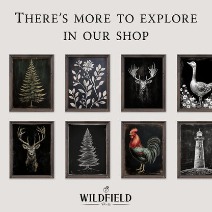 Fern Print, Rustic Botanical Wall Art, Black Wood Inspired Decor - WildfieldPrints