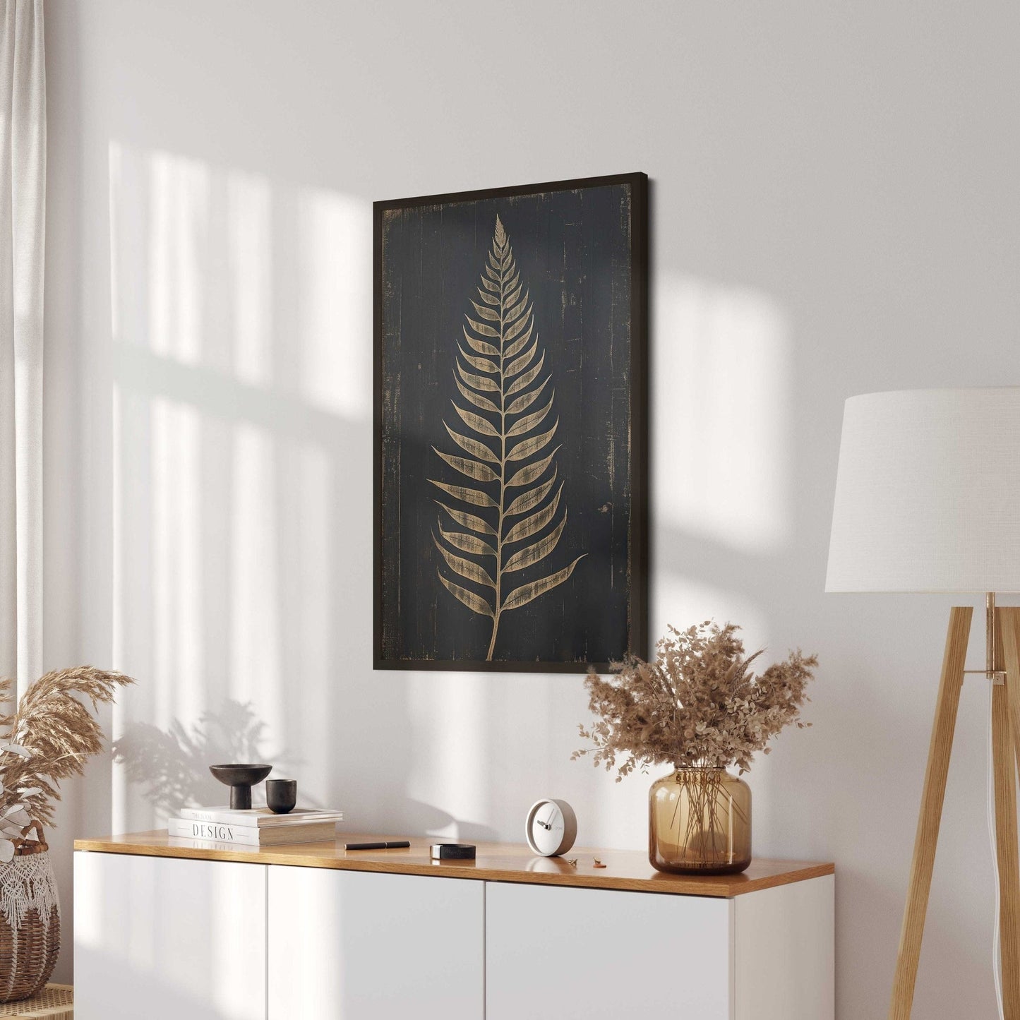 Fern Print, Rustic Botanical Wall Art, Black Wood Inspired Decor - WildfieldPrints