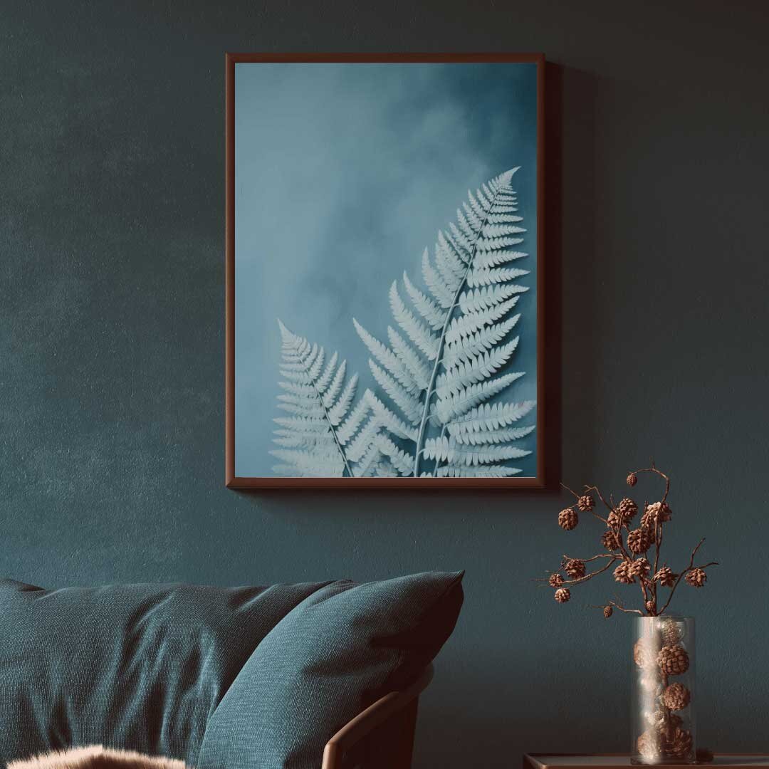 Light - Blue Fern Wall Art – Botanical Nursery Print