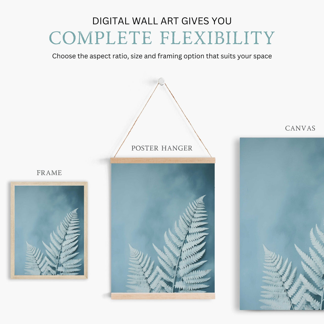 Light - Blue Fern Wall Art – Botanical Nursery Print
