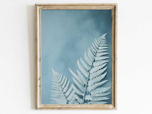 Light - Blue Fern Wall Art – Botanical Nursery Print