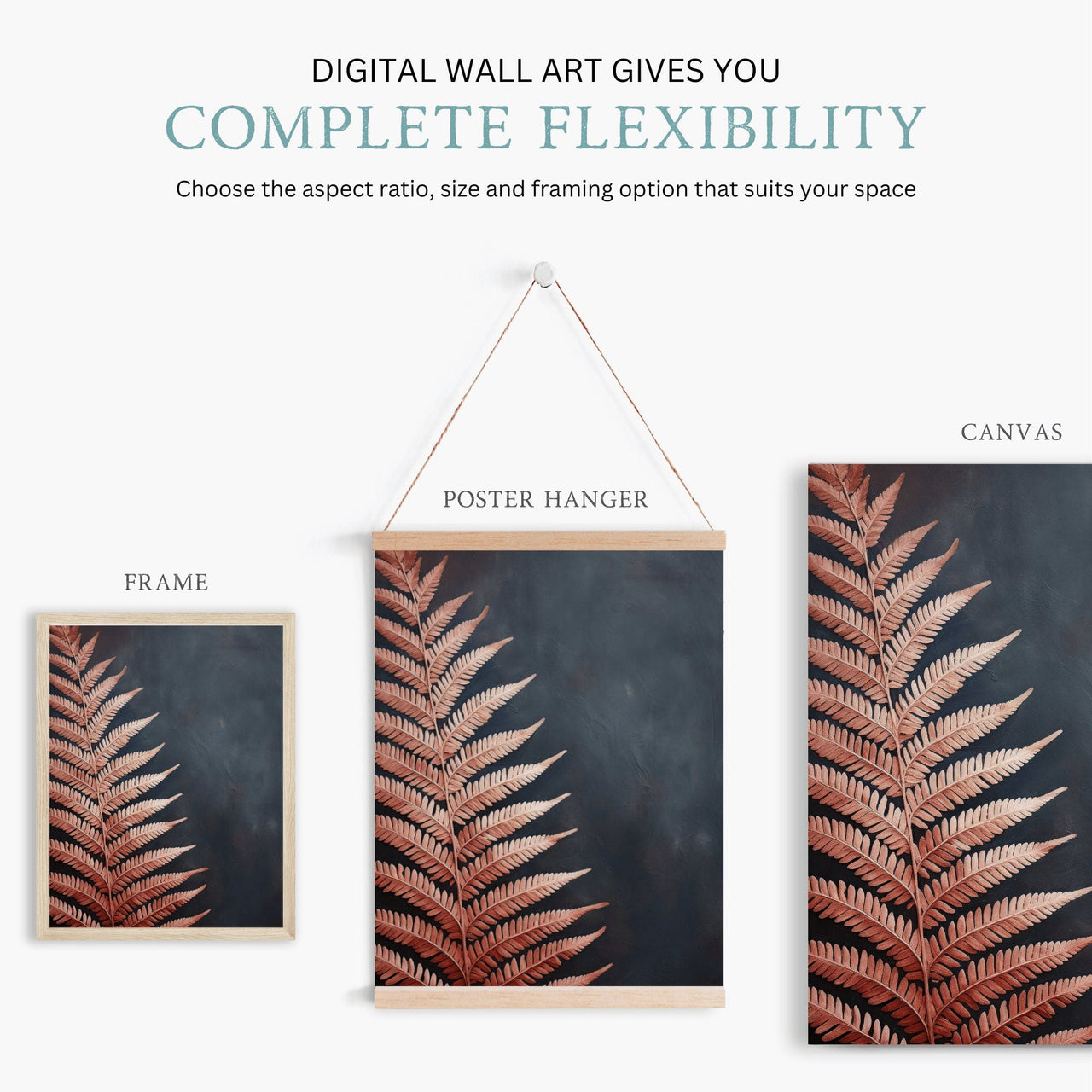 Red Fern Wall Art – Botanical Living Room Print