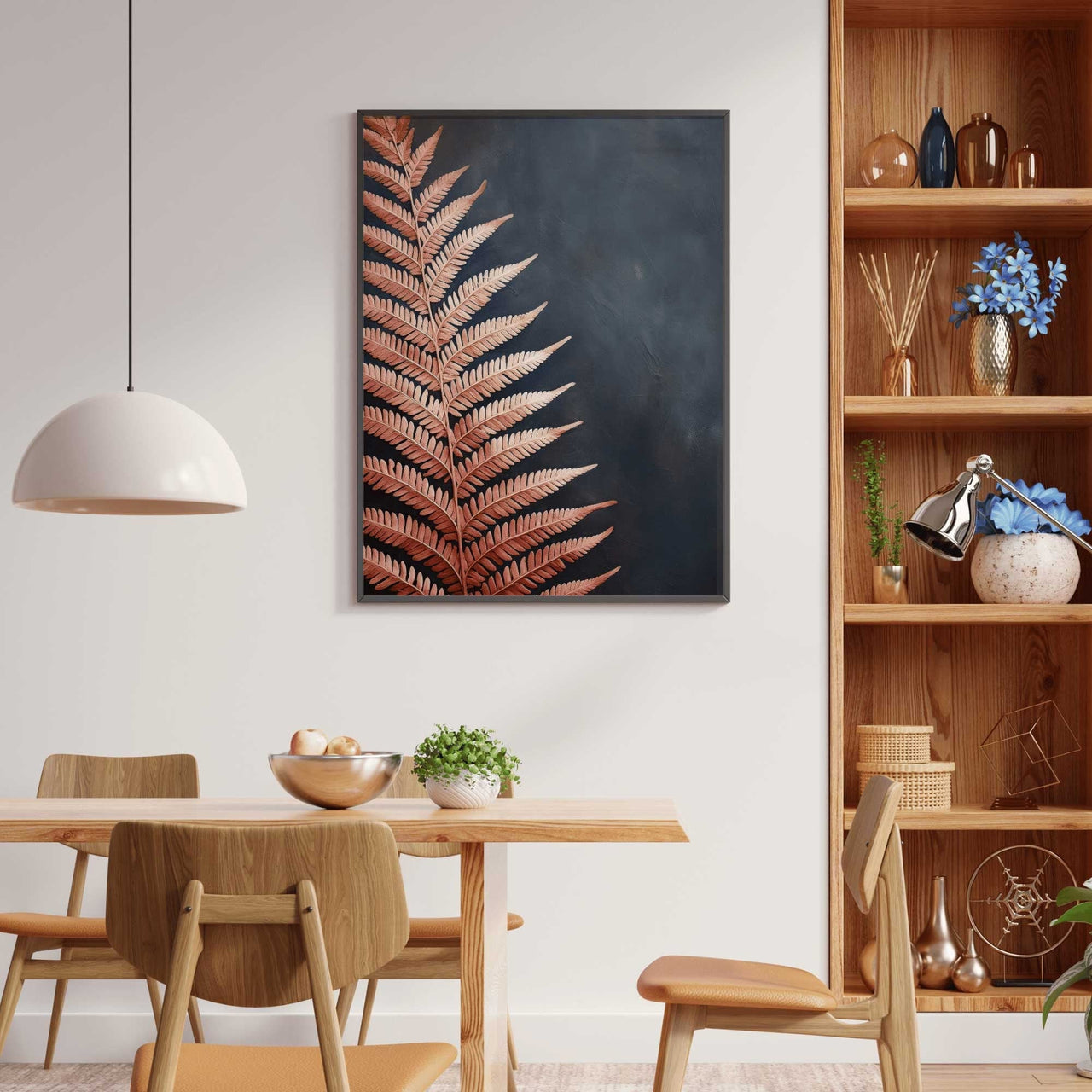 Red Fern Wall Art – Botanical Living Room Print