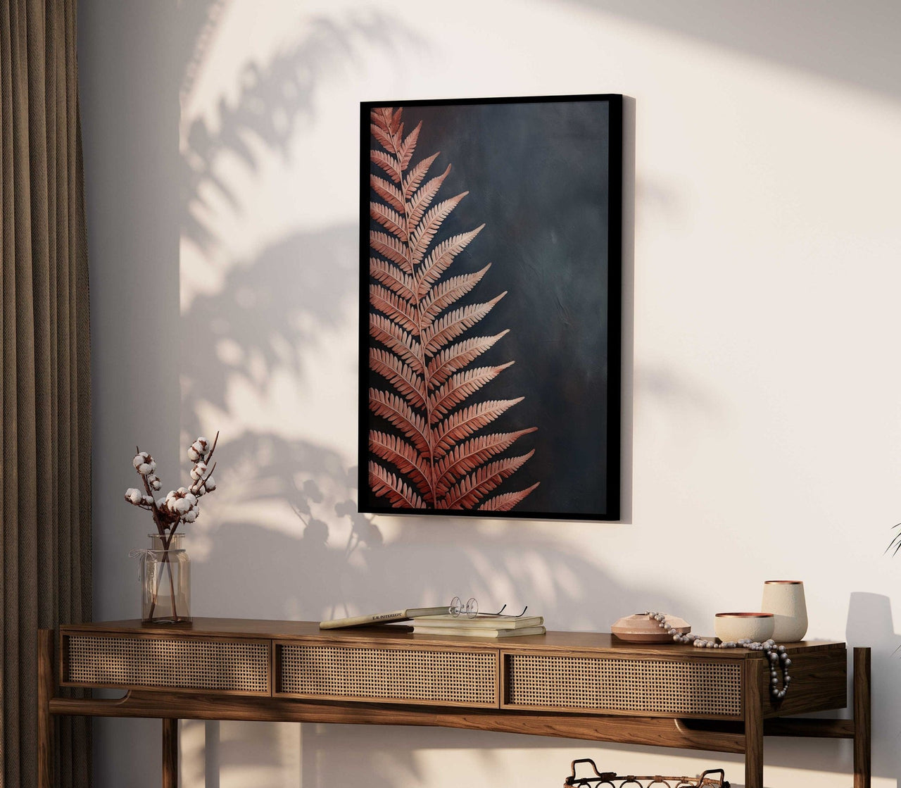 Red Fern Wall Art – Botanical Living Room Print