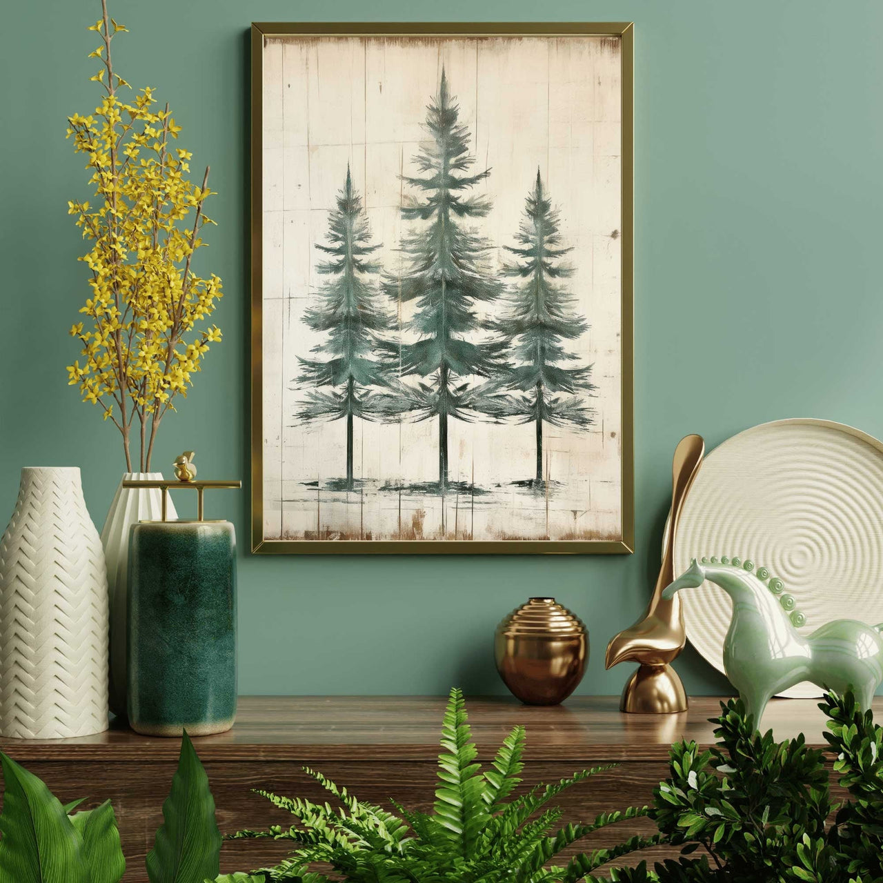 Fir Tree Wall Art – Forest Living Room Print