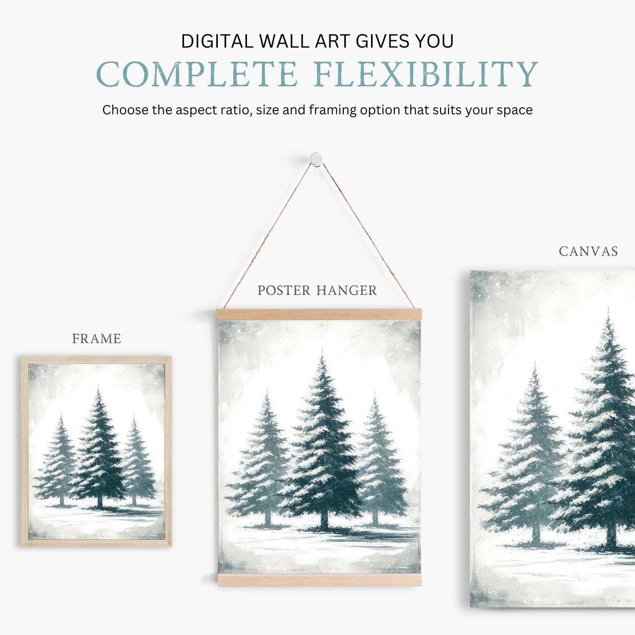 Fir Tree Wall Art – Farmhouse Living Room Print