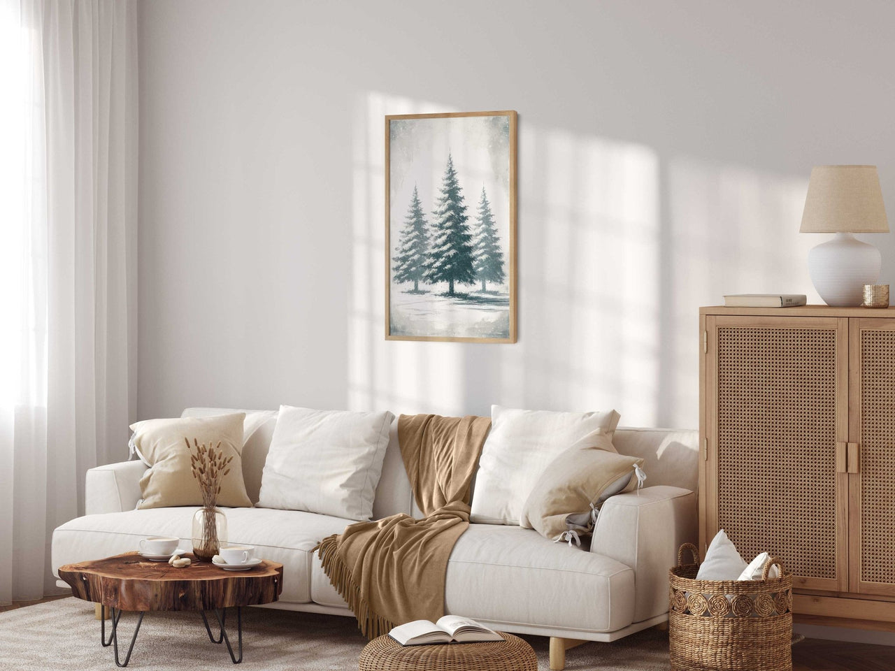 Fir Tree Wall Art – Farmhouse Living Room Print