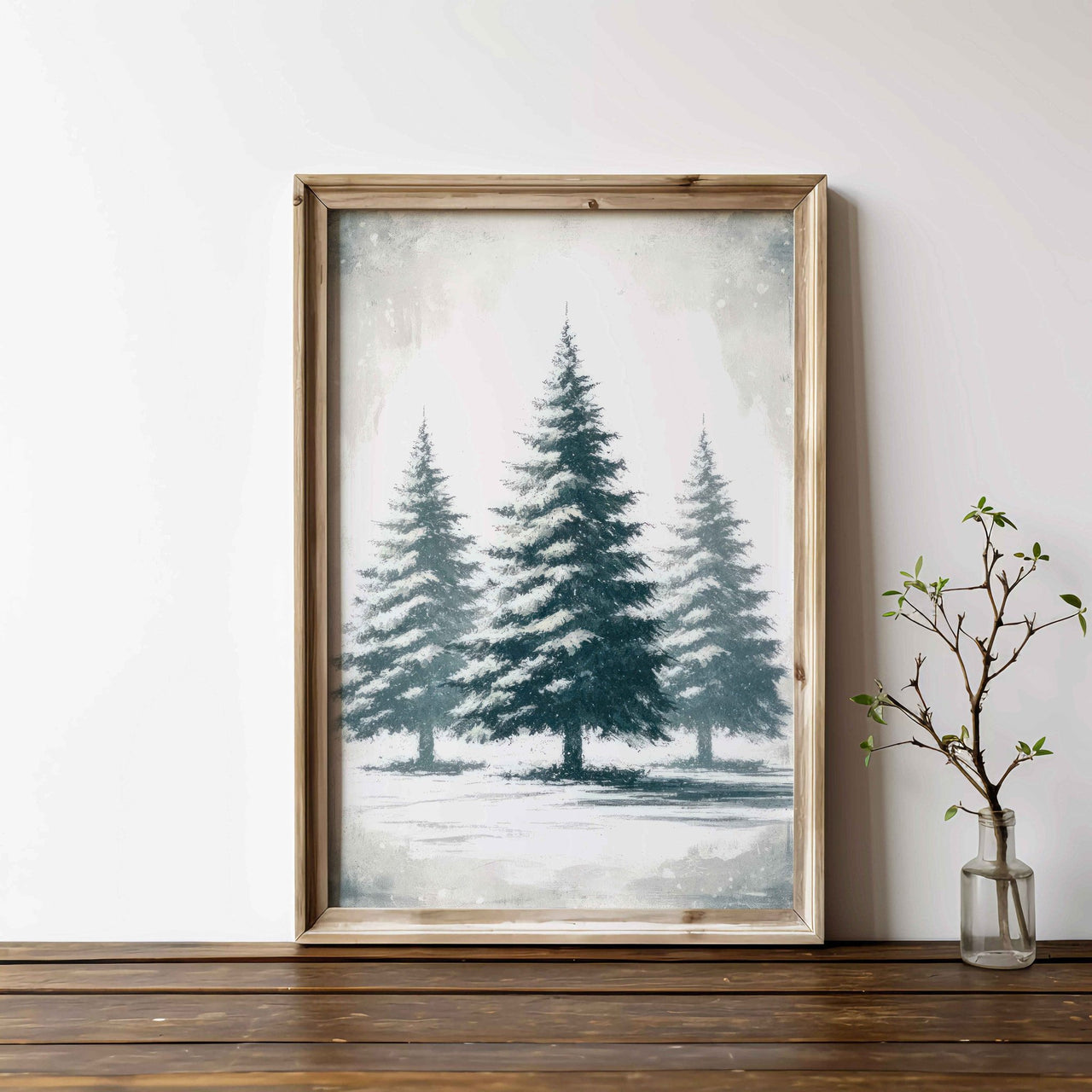 Fir Tree Wall Art – Farmhouse Living Room Print