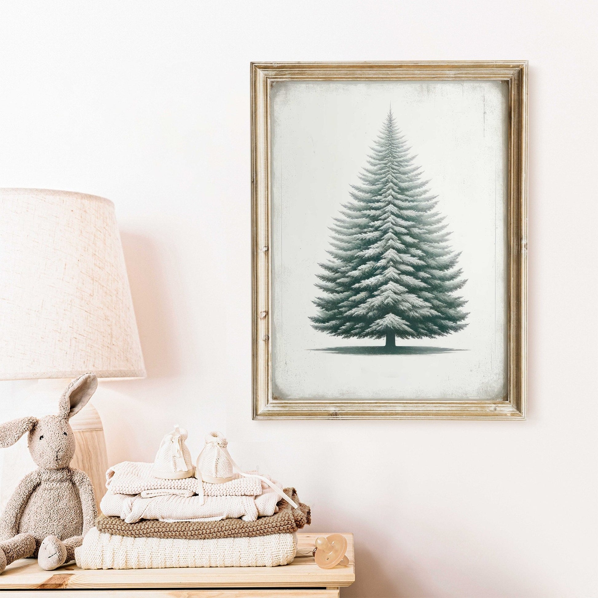 Fir Tree Art, Vintage Minimalist Nature Print, Rustic Home Decor - WildfieldPrints
