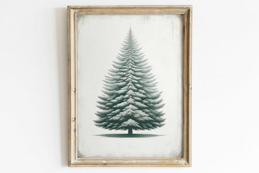 Fir Tree Art, Vintage Minimalist Nature Print, Rustic Home Decor - WildfieldPrints