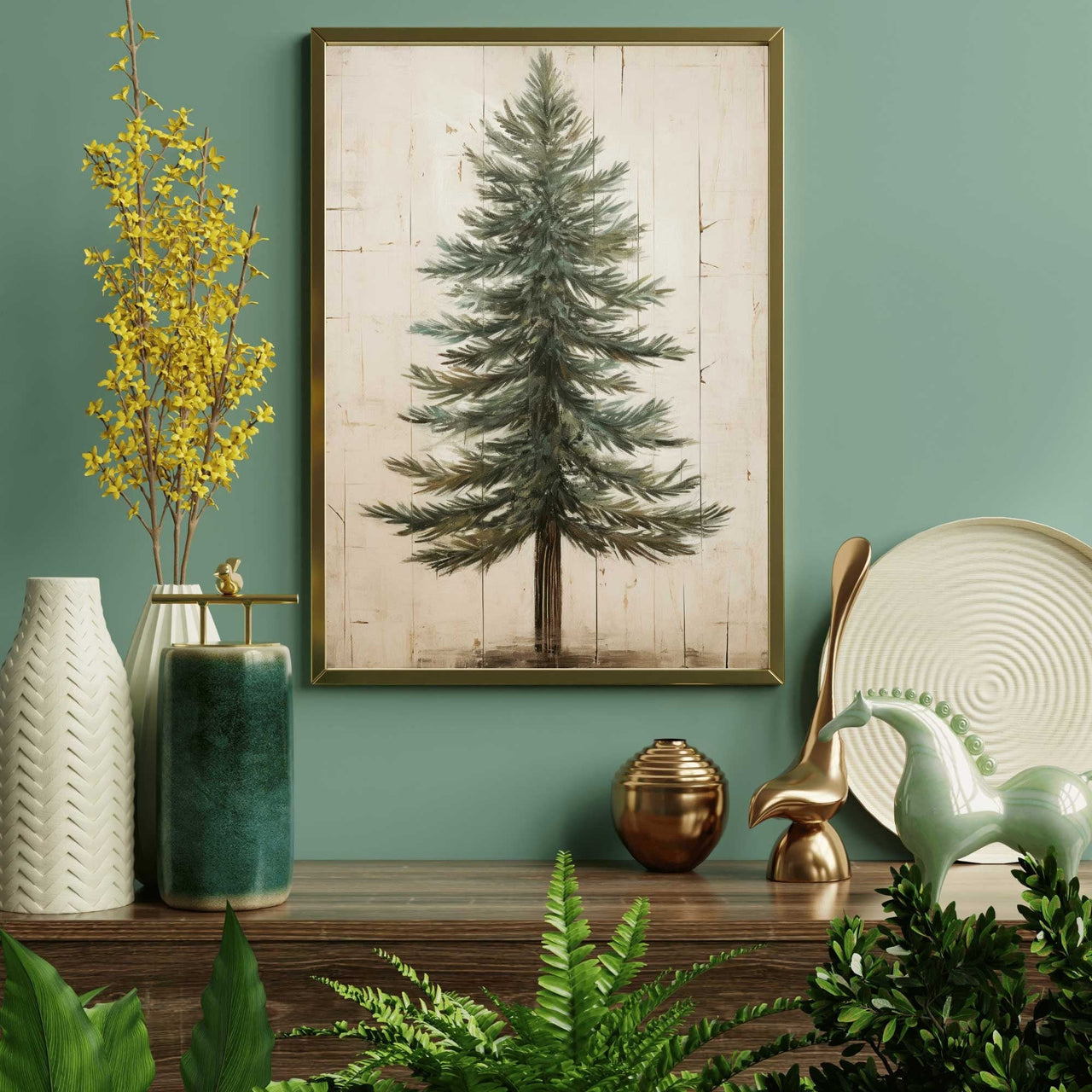 Spruce Tree Wall Decor – Nature Living Room Print