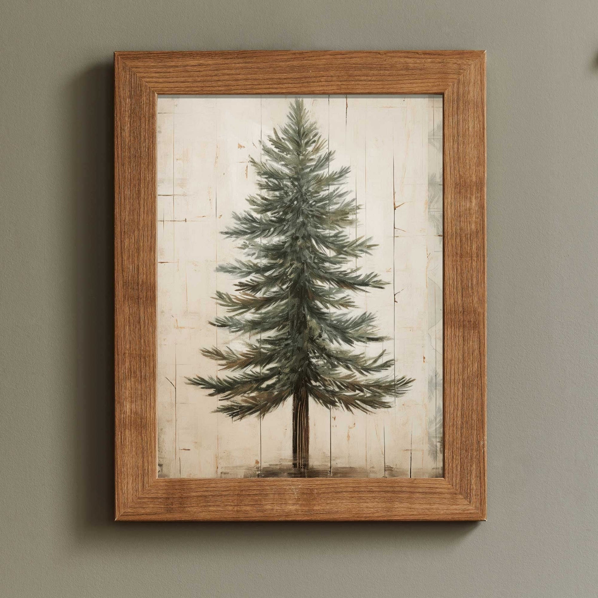 Fir Tree Art, Vintage Minimalist Wall Decor, Rustic Nature Print - WildfieldPrints