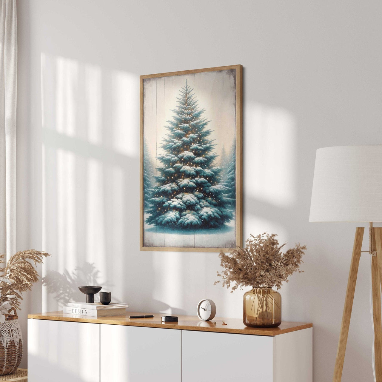 Fir Tree Wall Art – Christmas Living Room Decor Print