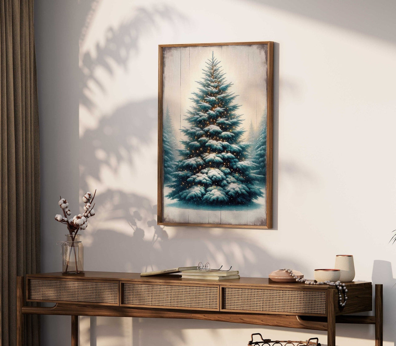 Fir Tree Wall Art – Christmas Living Room Decor Print