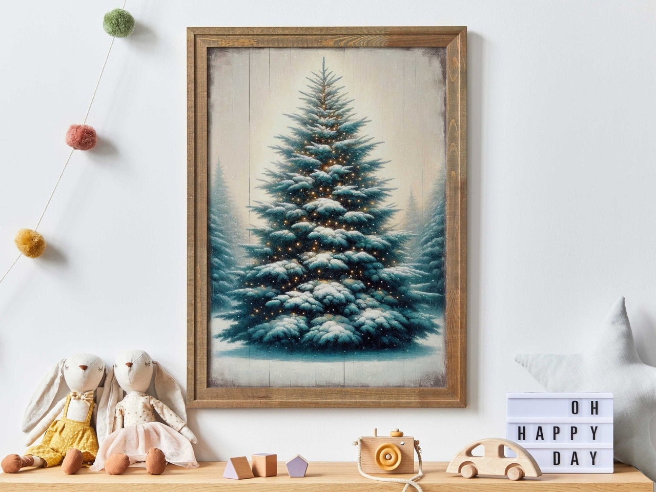 Fir Tree Wall Art – Christmas Living Room Decor Print