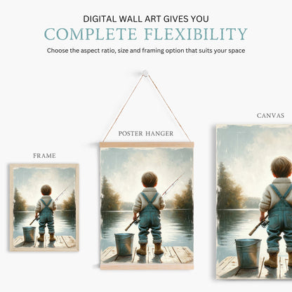 Fishing Nursery Decor, Cute Boys Room Wall Art, Kids Fishing Prints - WildfieldPrints