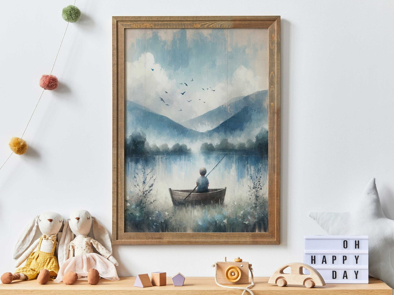 Little Boy Fishing Wall Art – Outdoor Boys Room Print