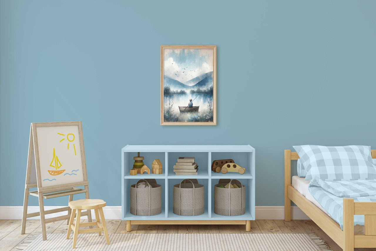 Little Boy Fishing Wall Art – Outdoor Boys Room Print