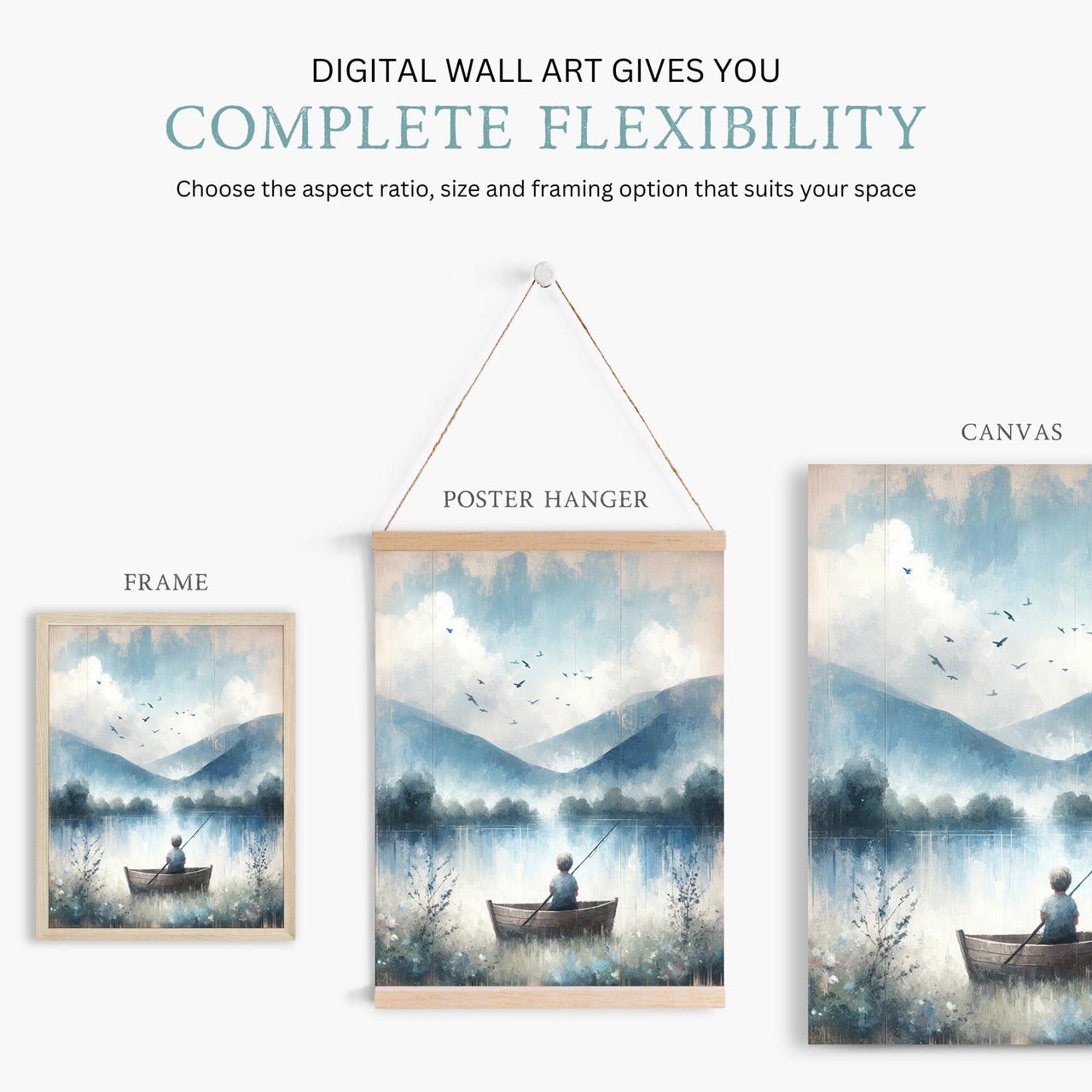Little Boy Fishing Wall Art – Outdoor Boys Room Print