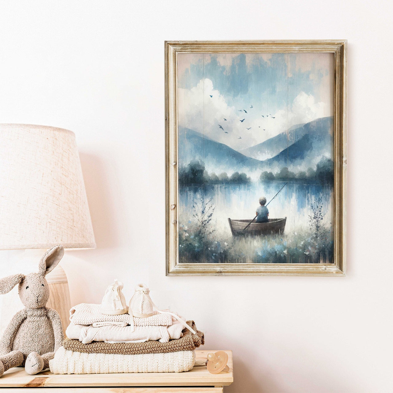 Little Boy Fishing Wall Art – Outdoor Boys Room Print