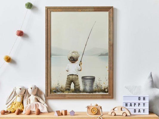 Fishing Nursery Wall Art, Boy Fishing Print, Lake Room Decor - WildfieldPrints