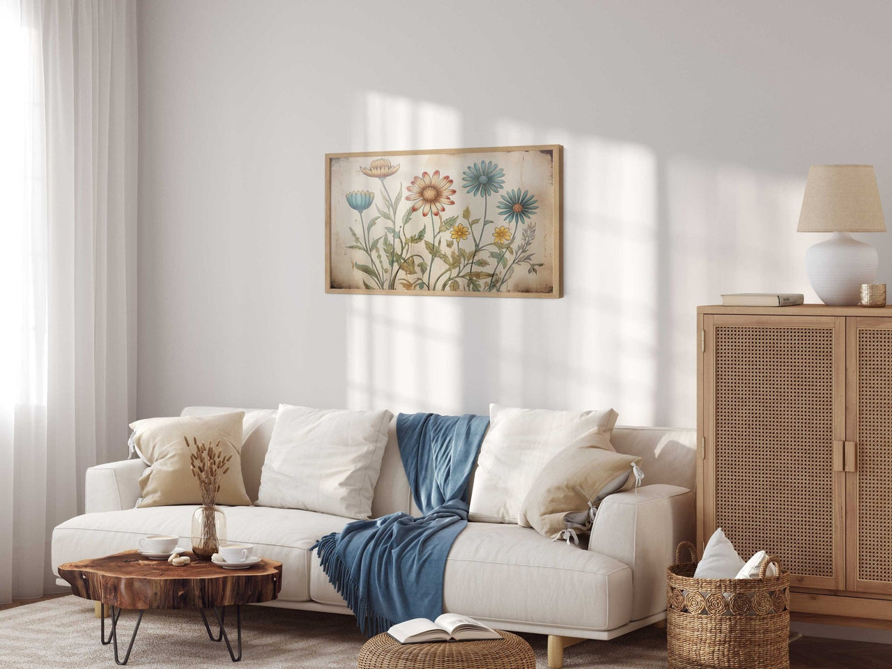 Retro Flower Wall Art – Floral Kids Room Print
