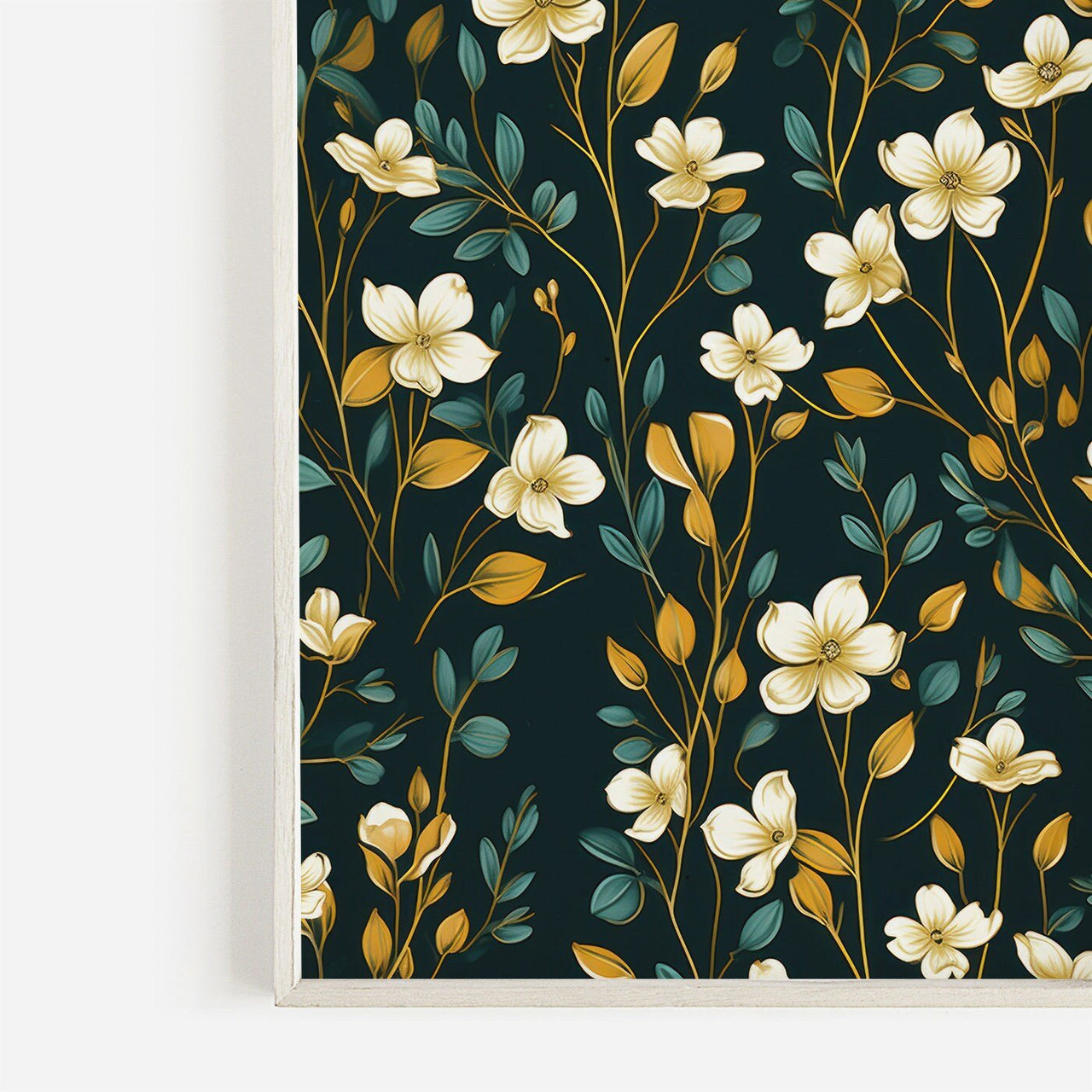 Black Flower Wall Art – Floral Living Room Print