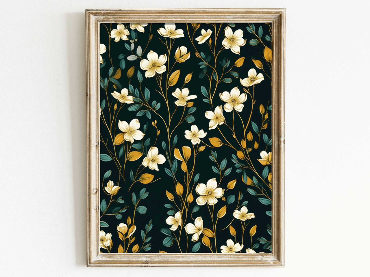 Black Flower Wall Art – Floral Living Room Print