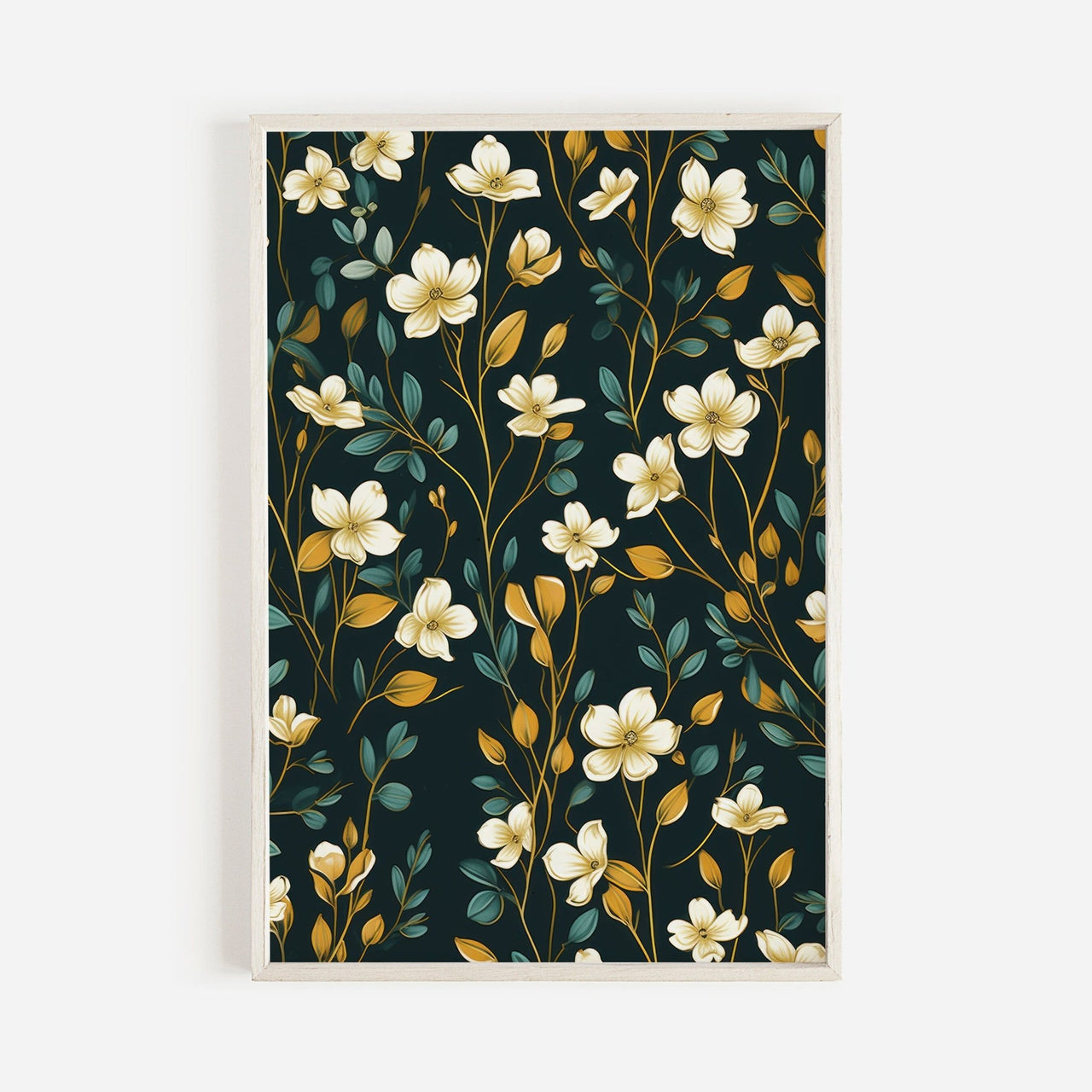 Black Flower Wall Art – Floral Living Room Print