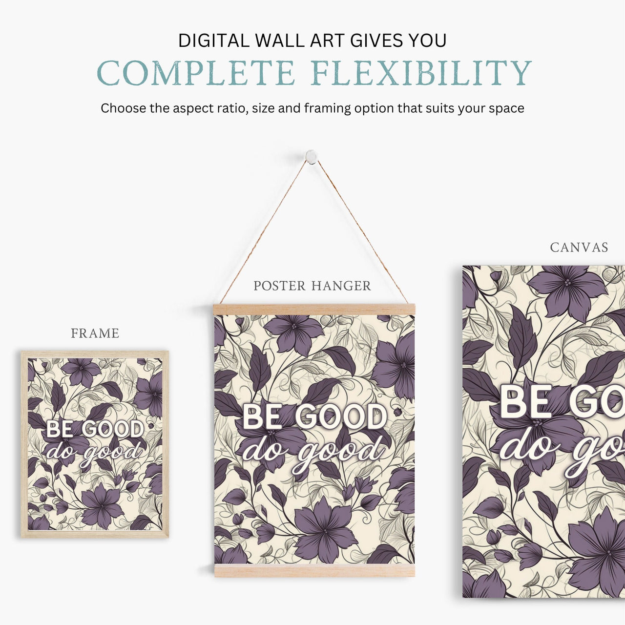 Vintage Flower Wall Art – Floral Living Room Print