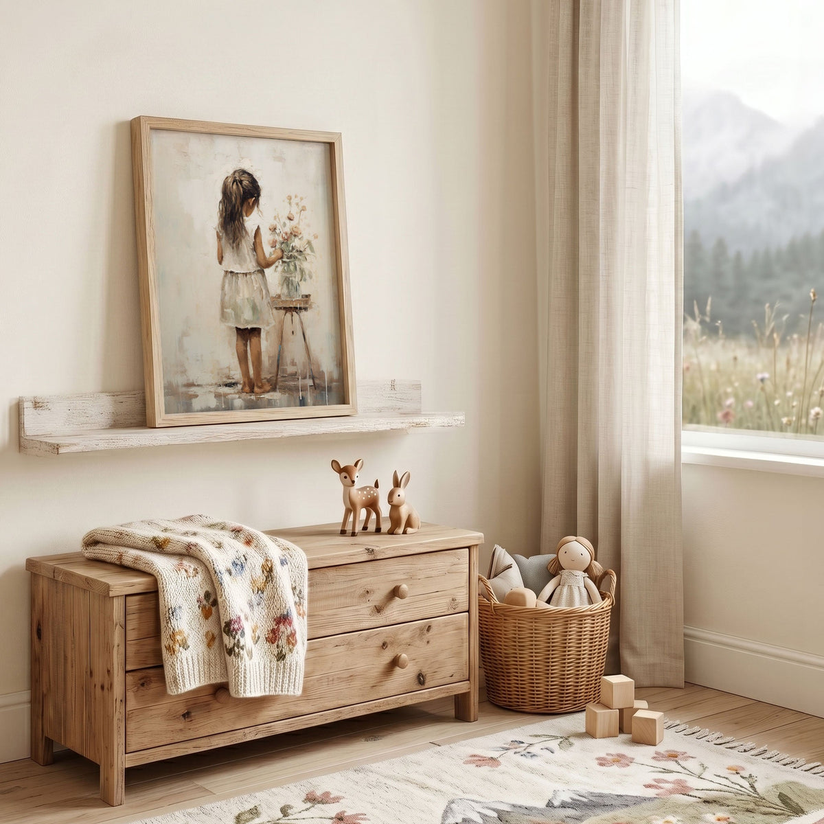 Floral Wall Art – Vintage Girls Room Print