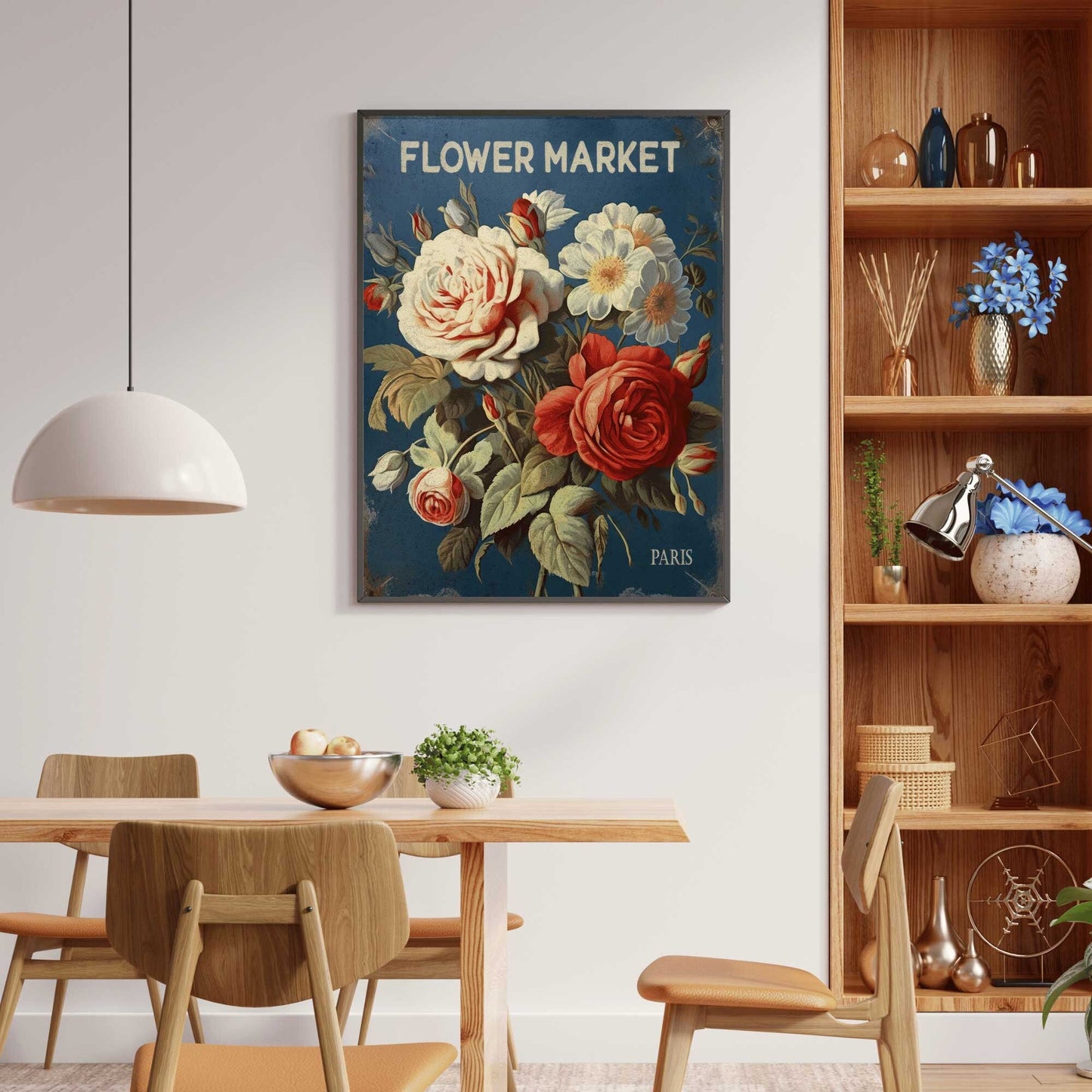 Flower Market Paris Print, Rustic French Country Decor, Floral Artwork - WildfieldPrints