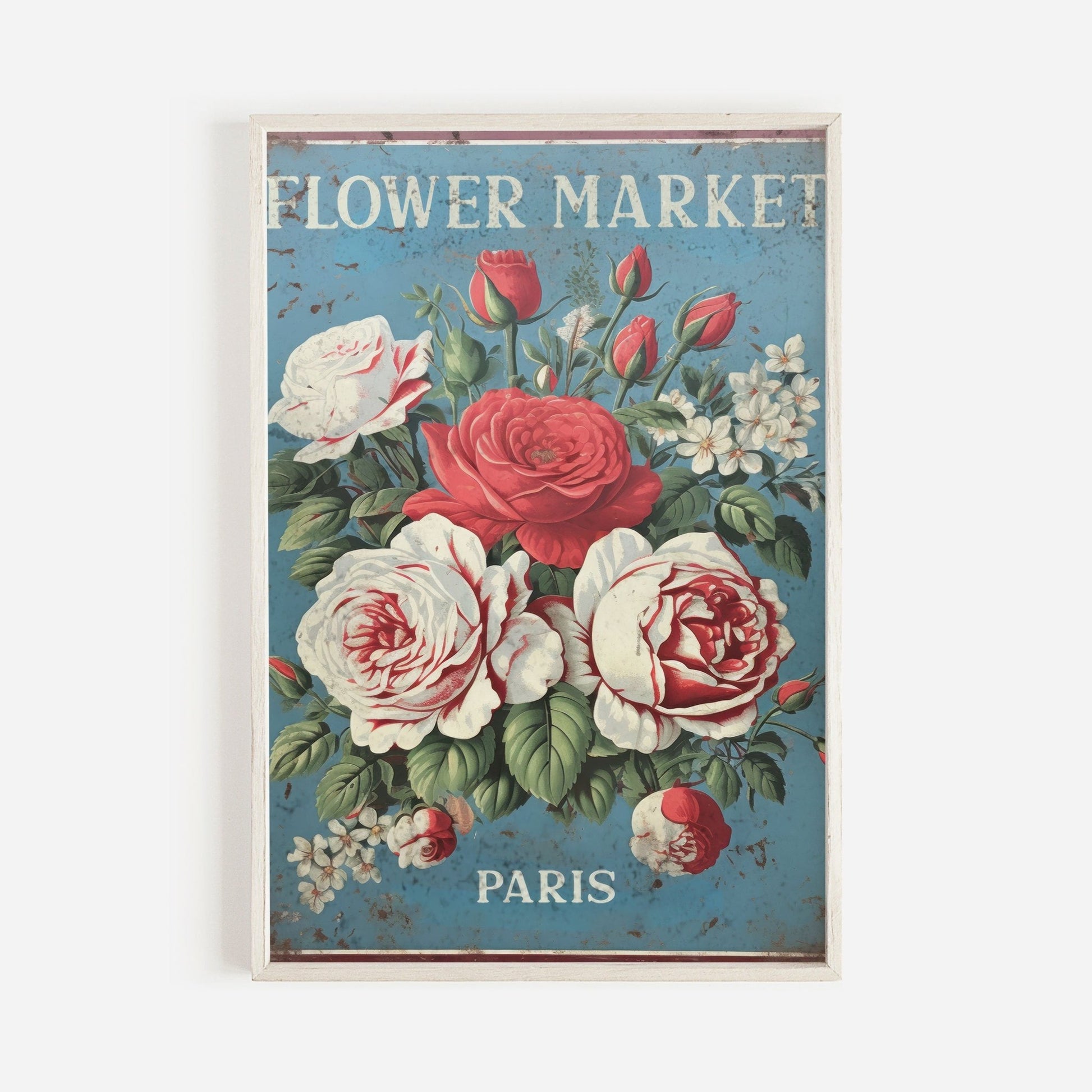 Flower Market Paris Print, Vintage French Decor, Rustic Floral Art - WildfieldPrints