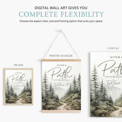Follow Your Path Inspirational Quote Wall Art, Nature Decor, Motivational Design - WildfieldPrints