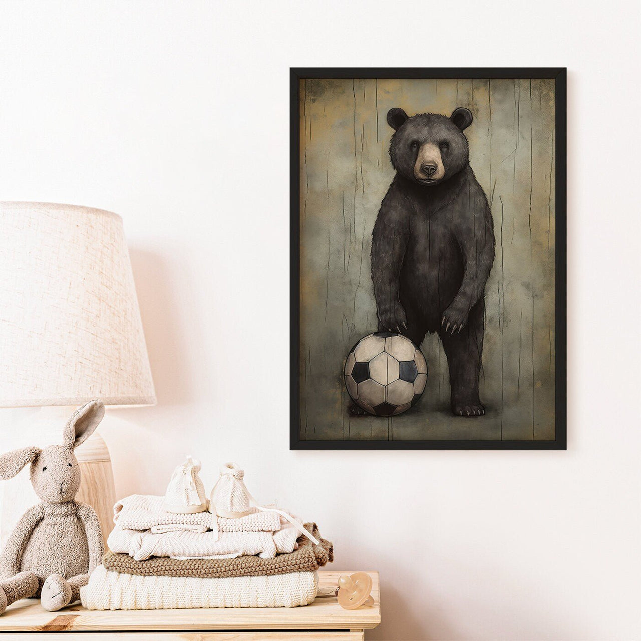 Football Bear Wall Art – Animal Boys Room Decor