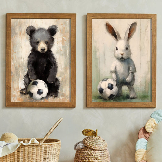 Football Nursery Decor, Woodland Animal Wall Art, Boys Room Decor - WildfieldPrints
