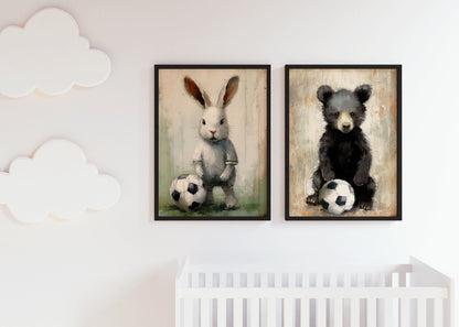 Football Nursery Decor, Woodland Animal Wall Art, Boys Room Decor - WildfieldPrints