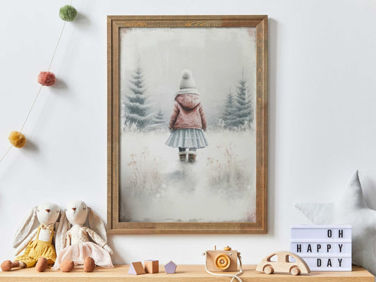 Forest Adventure Prints, Girl's Room Decor, Winter Wonderland Theme - WildfieldPrints